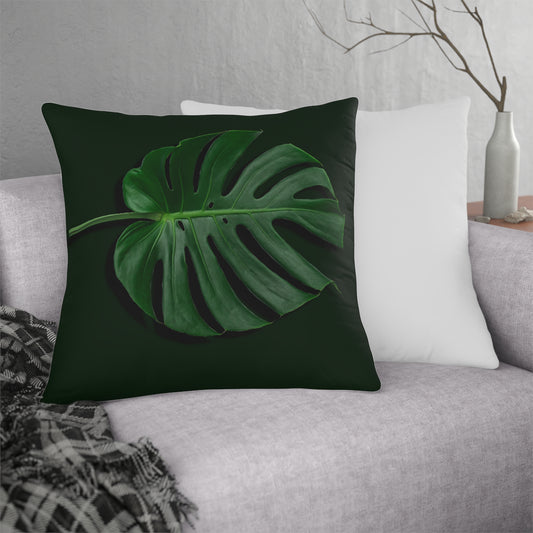 Monstera Leaf Waterproof Pillows - Reversible Plain White Back