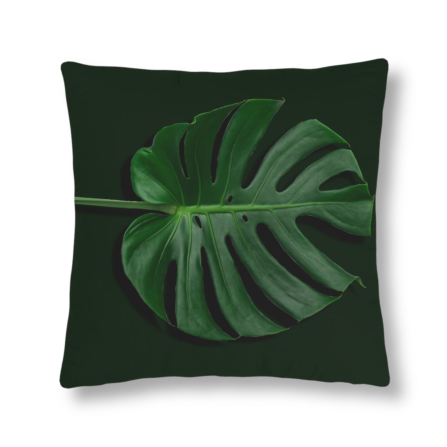 Monstera Leaf Waterproof Pillows - Reversible Plain White Back