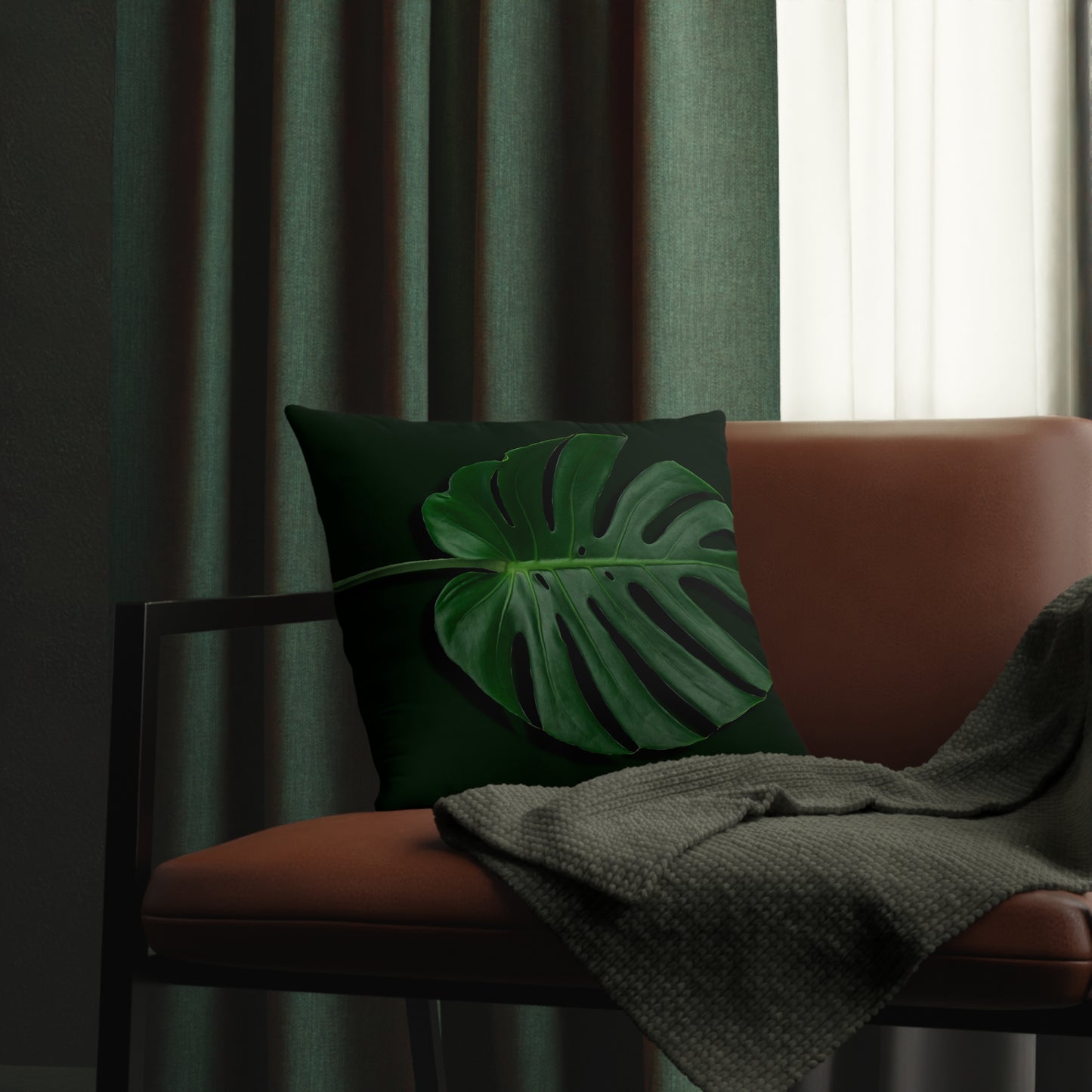 Monstera Leaf Waterproof Pillows - Reversible Graphic Monstera Lines