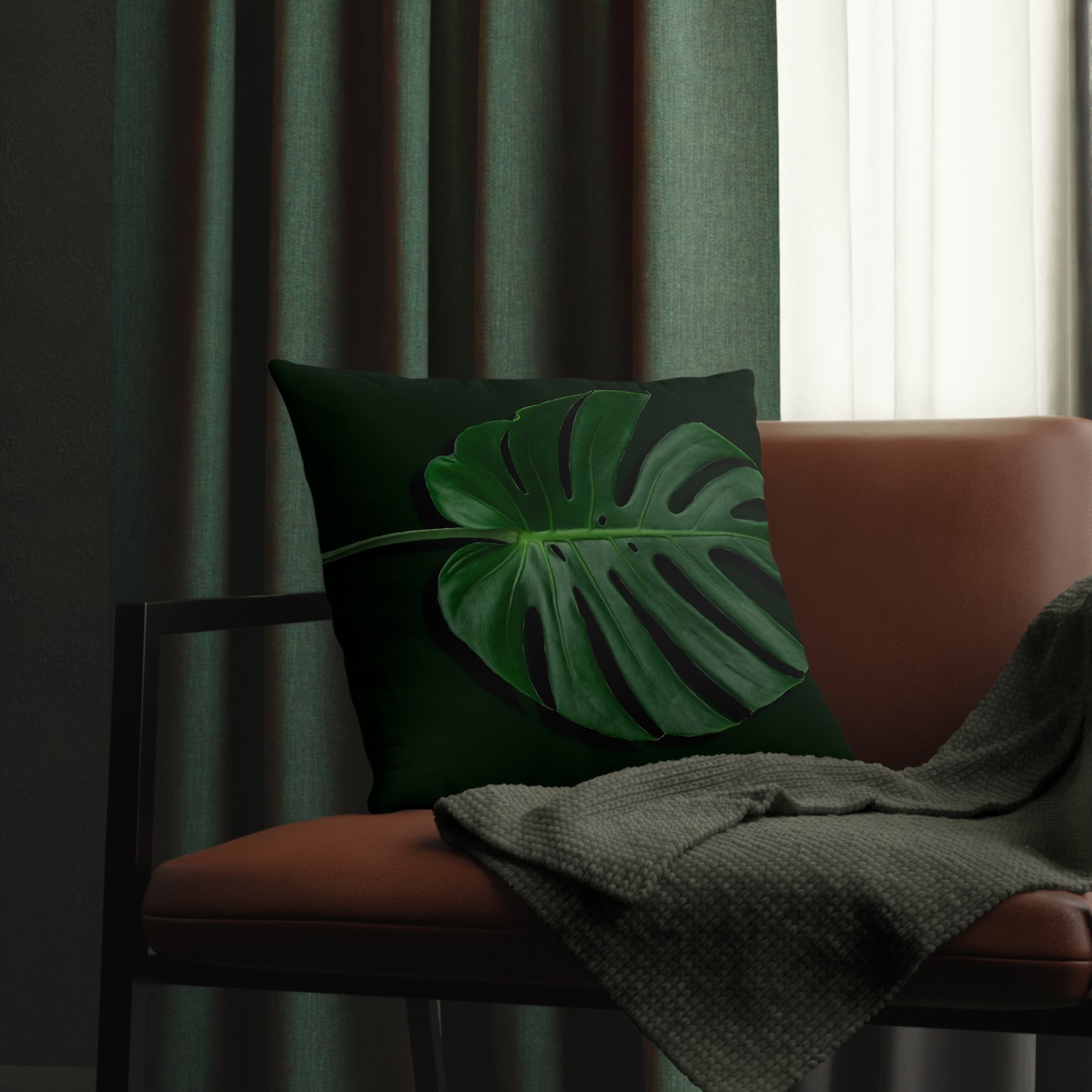 Monstera Leaf Waterproof Pillows - Reversible Graphic Monstera Lines