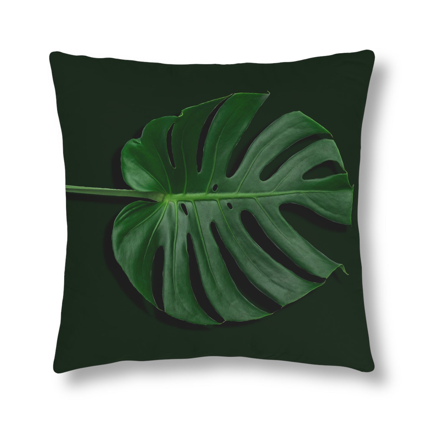 Monstera Leaf Waterproof Pillows - Reversible Plain White Back