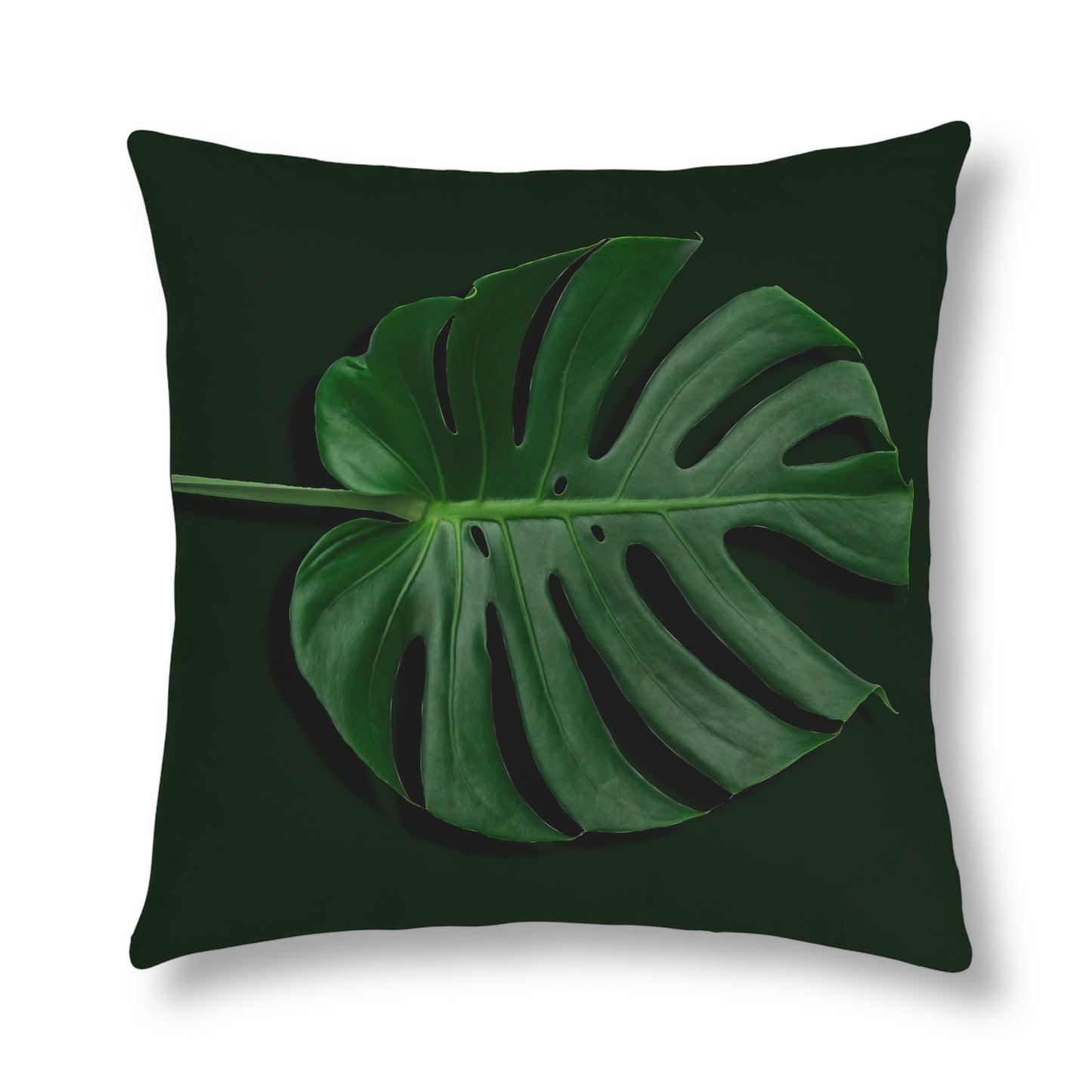 Monstera Leaf Waterproof Pillows - Reversible Plain Green Back