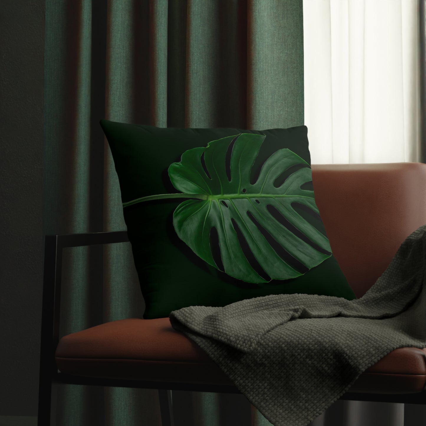 Monstera Leaf Waterproof Pillows - Reversible Graphic Monstera Lines