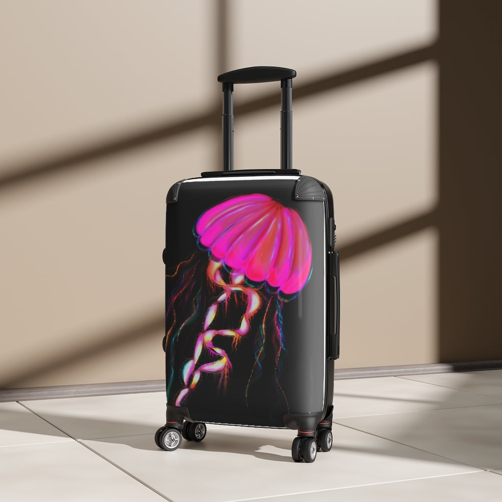 Neon Pink Jellyfish Cabin Suitcase