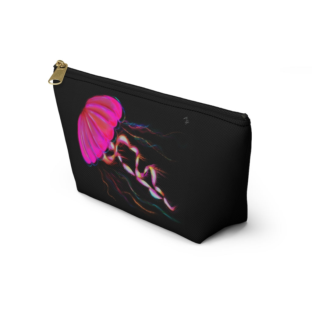 Hot Pink Electric Jellyfish Accessory Pouch w T-bottom