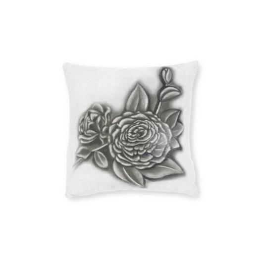 Vintage Rose Square Pillow - Pink Back