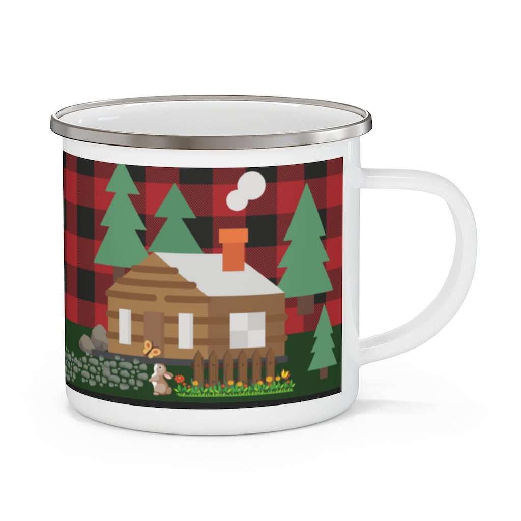 Cozy Cabin Lumber Jack Buffalo Plaid Aesthetic Enamel Camping Mug