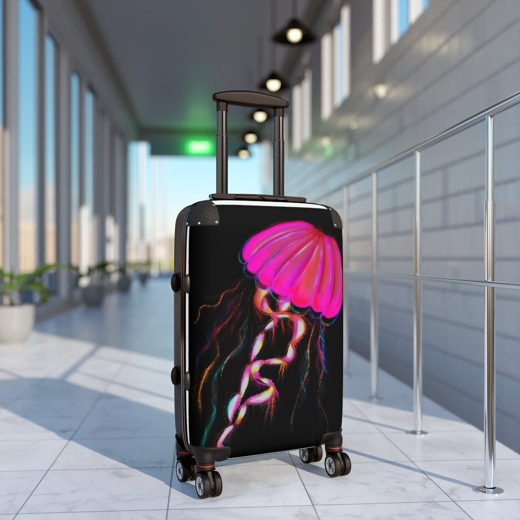 Neon Pink Jellyfish Cabin Suitcase