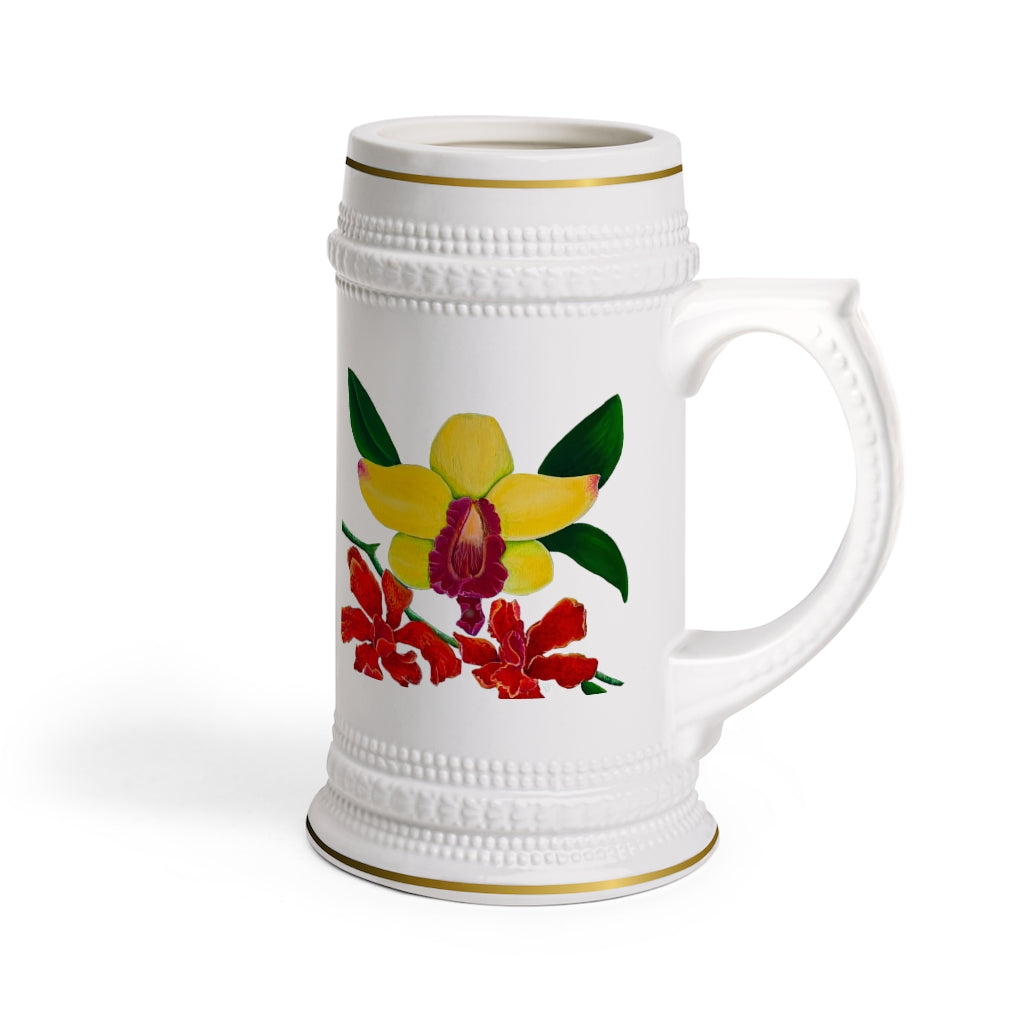 Yellow Orchid Stein Mug