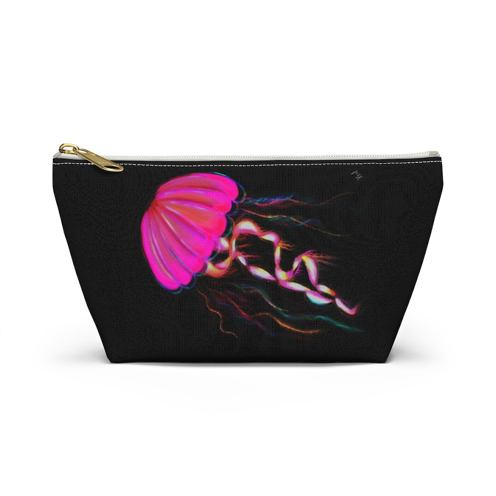 Hot Pink Electric Jellyfish Accessory Pouch w T-bottom