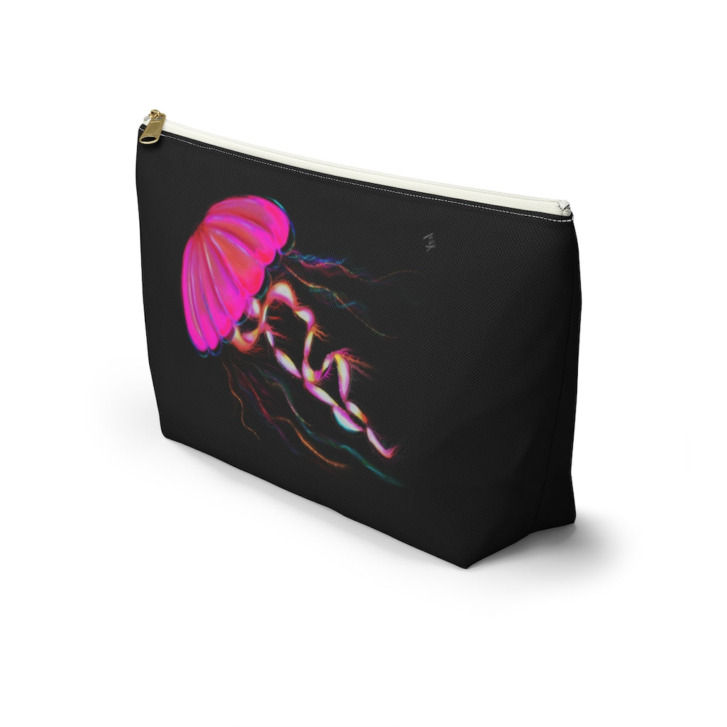 Hot Pink Electric Jellyfish Accessory Pouch w T-bottom