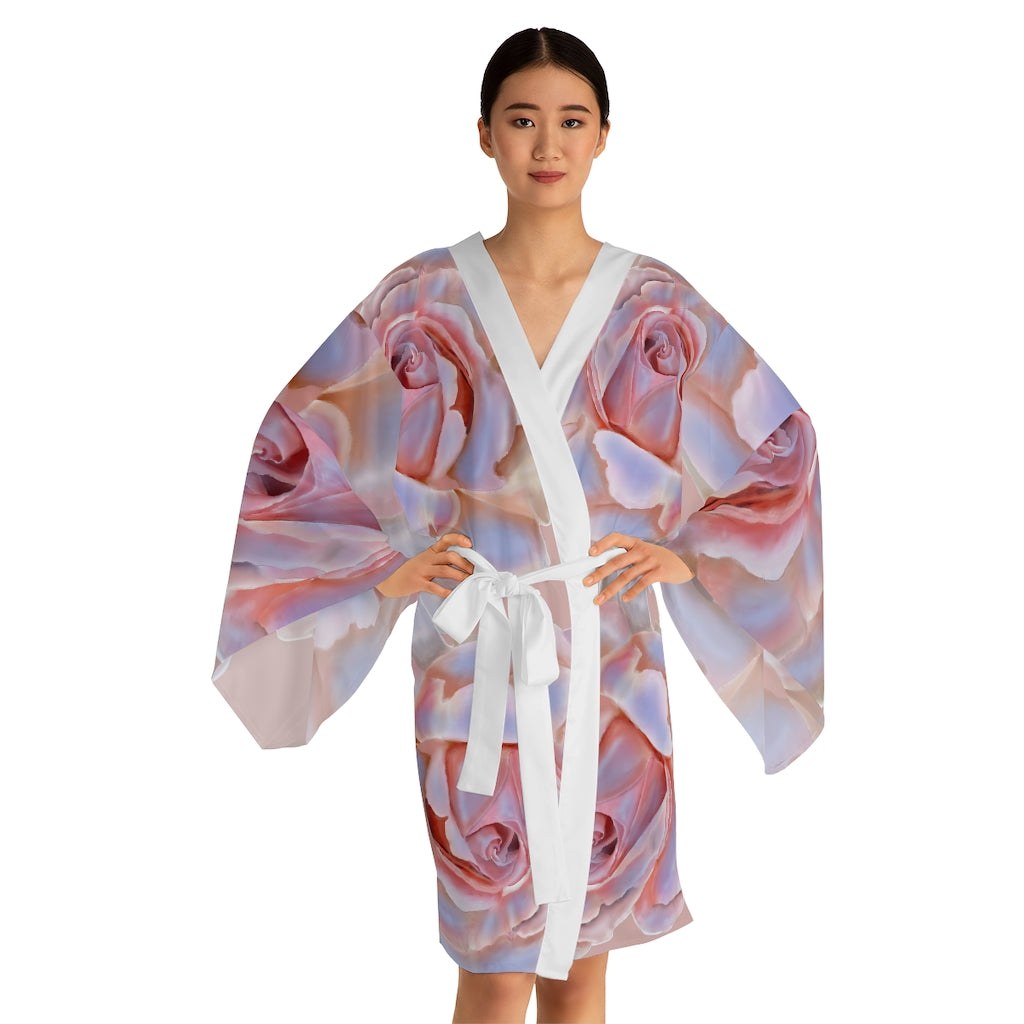 Champagne Rose Long Sleeve Kimono Robe