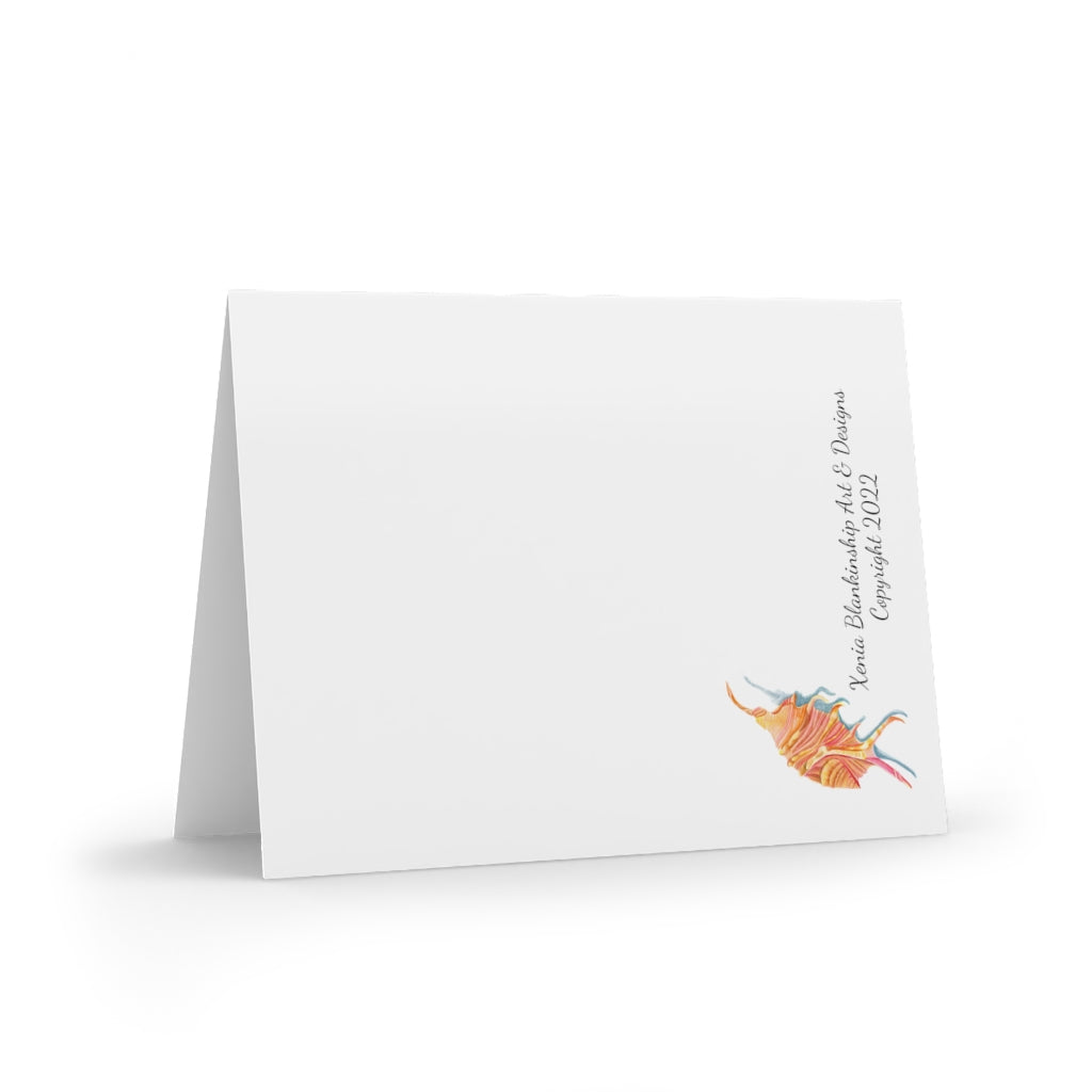 Georgia Beach Spiny Conch Seashell Greeting cards (8, 16, and 24 pcs)