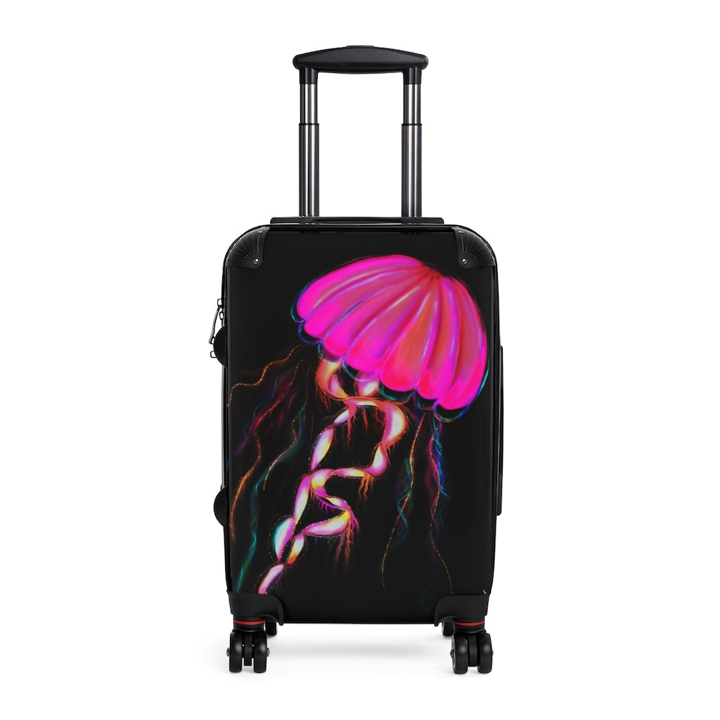 Neon Pink Jellyfish Cabin Suitcase