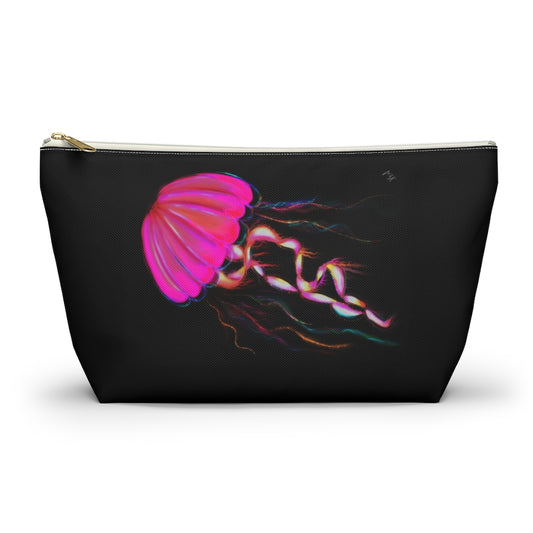 Hot Pink Electric Jellyfish Accessory Pouch w T-bottom