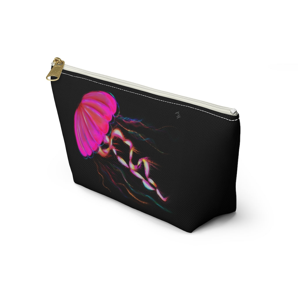 Hot Pink Electric Jellyfish Accessory Pouch w T-bottom