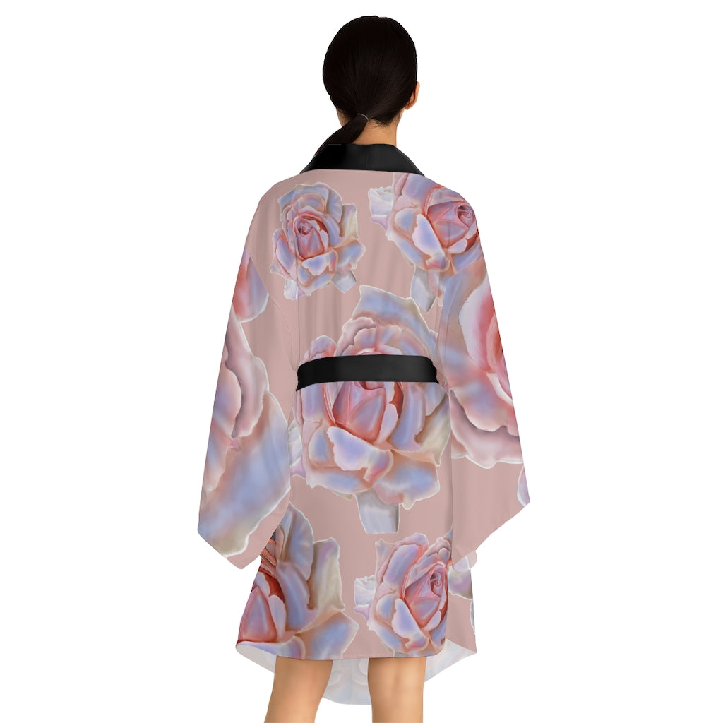 Champagne Rose Long Sleeve Kimono Robe