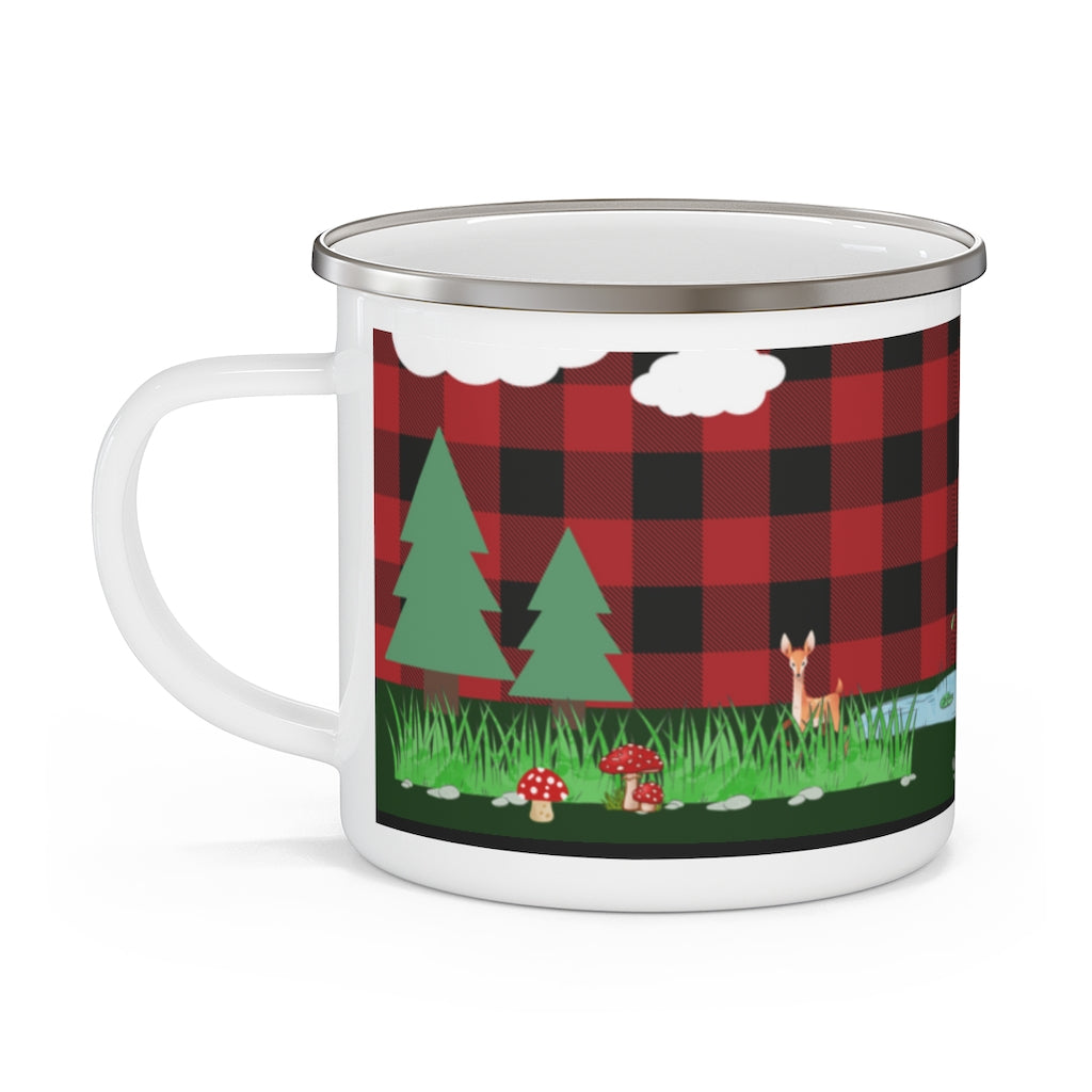 Cozy Cabin Lumber Jack Buffalo Plaid Aesthetic Enamel Camping Mug