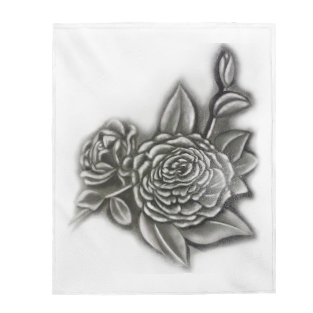 Vintage Style Rose Velveteen Plush Blanket