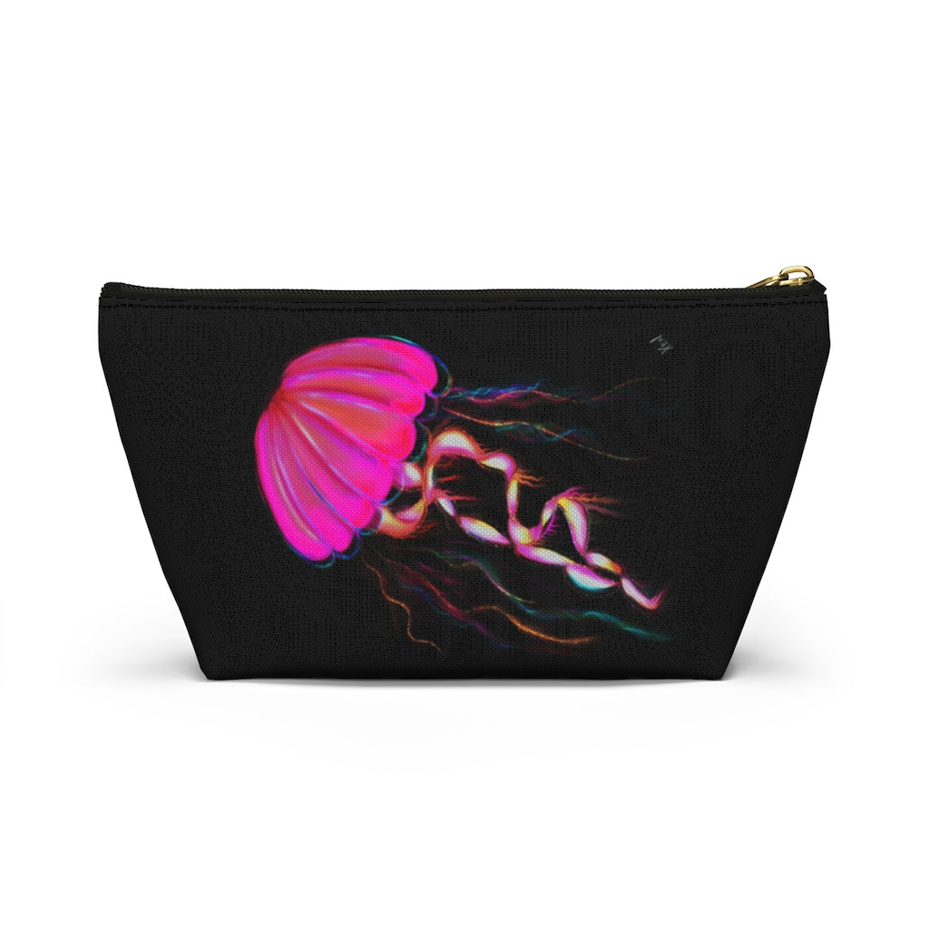 Hot Pink Electric Jellyfish Accessory Pouch w T-bottom