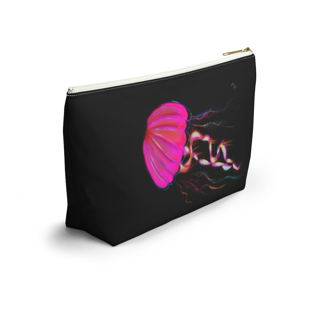 Hot Pink Electric Jellyfish Accessory Pouch w T-bottom