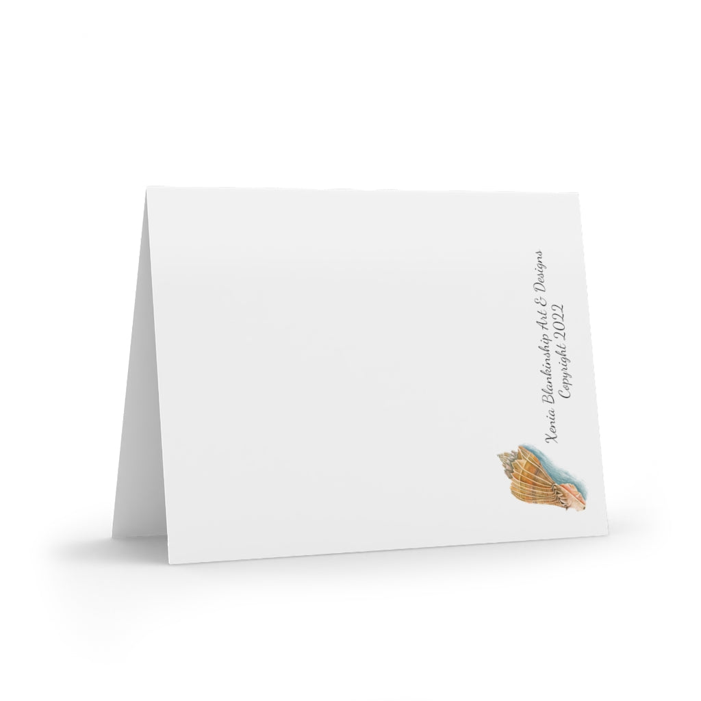 Georgia Beach Knobbed Whelk Seashell Greeting cards (8, 16, and 24 pcs)