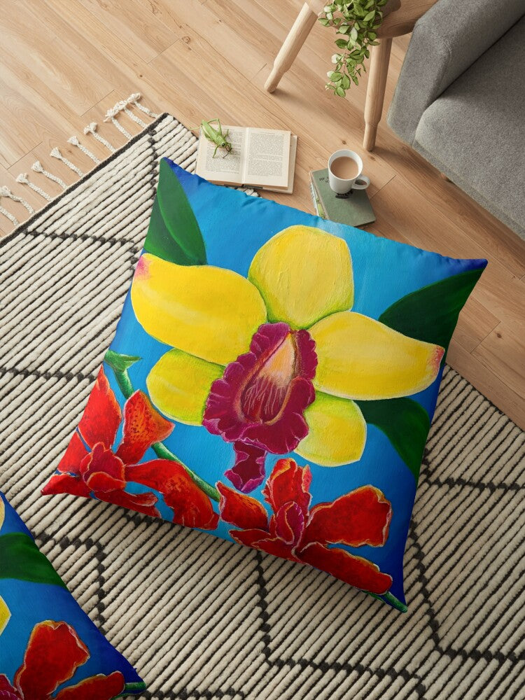 Orchidea de mi abuelita - My Grandmother's Orchid Floor Pillow Cover