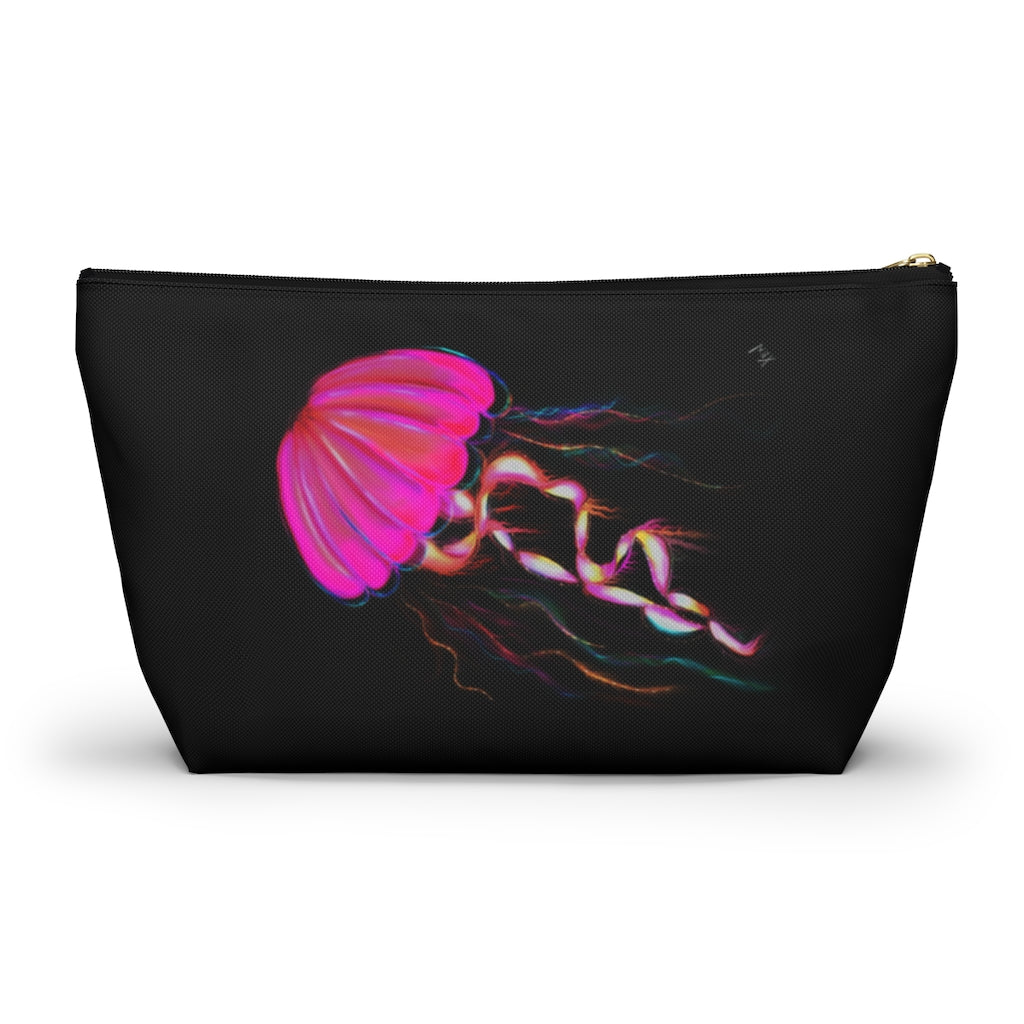 Hot Pink Electric Jellyfish Accessory Pouch w T-bottom