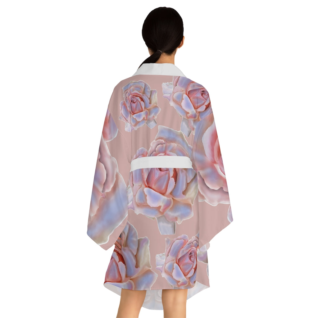 Champagne Rose Long Sleeve Kimono Robe