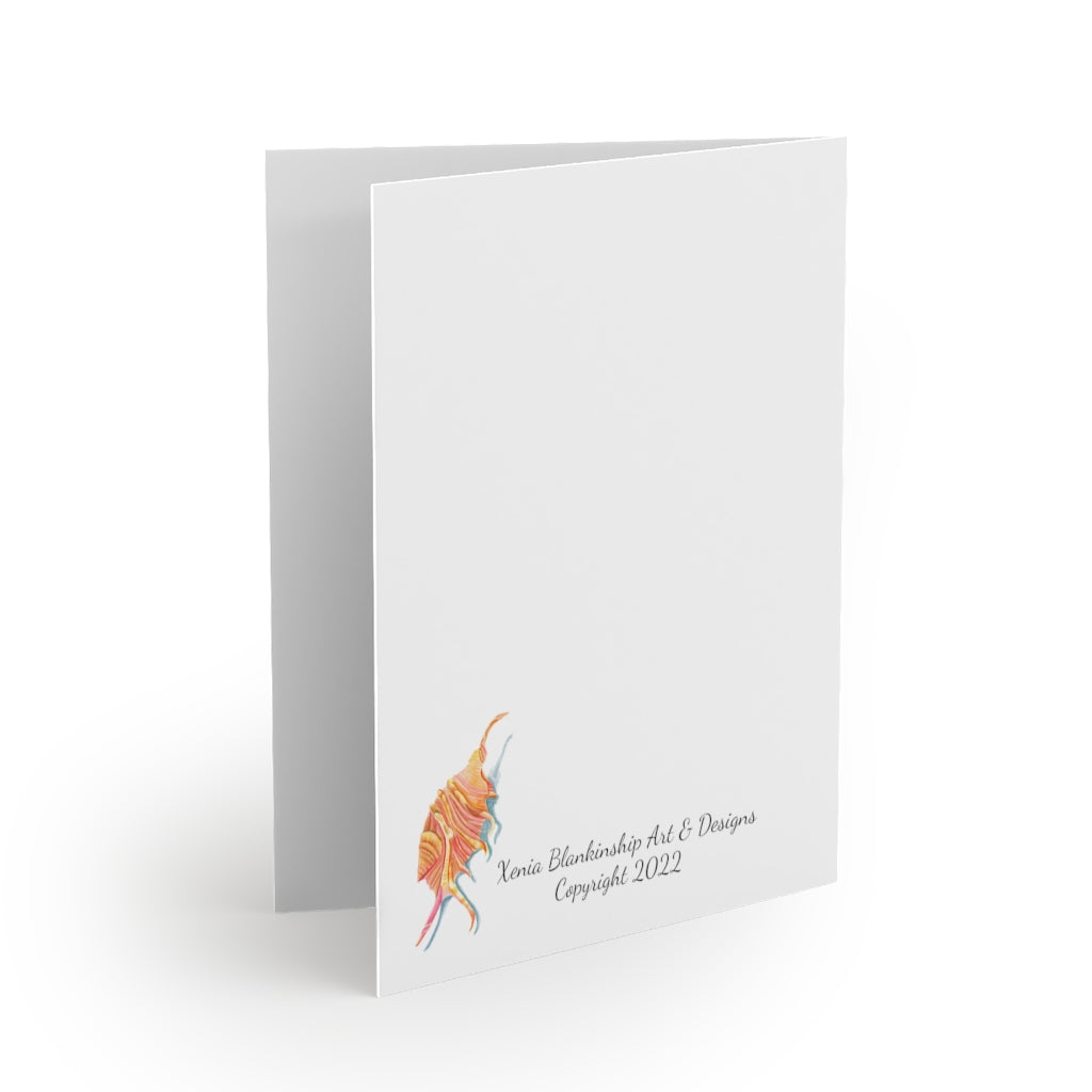 Georgia Beach Spiny Conch Seashell Greeting cards (8, 16, and 24 pcs)