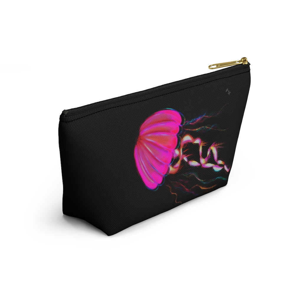 Hot Pink Electric Jellyfish Accessory Pouch w T-bottom