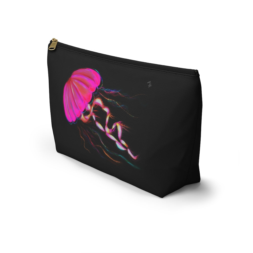 Hot Pink Electric Jellyfish Accessory Pouch w T-bottom