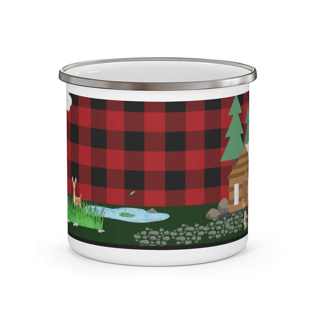 Cozy Cabin Lumber Jack Buffalo Plaid Aesthetic Enamel Camping Mug