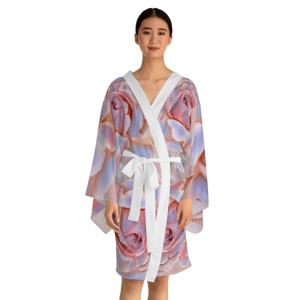 Champagne Rose Long Sleeve Kimono Robe