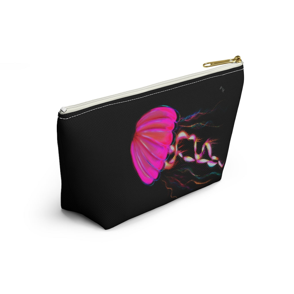 Hot Pink Electric Jellyfish Accessory Pouch w T-bottom