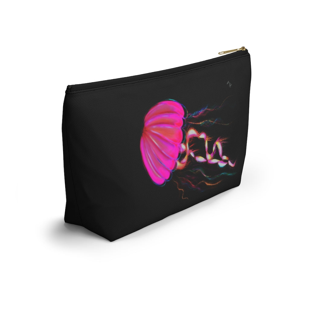 Hot Pink Electric Jellyfish Accessory Pouch w T-bottom