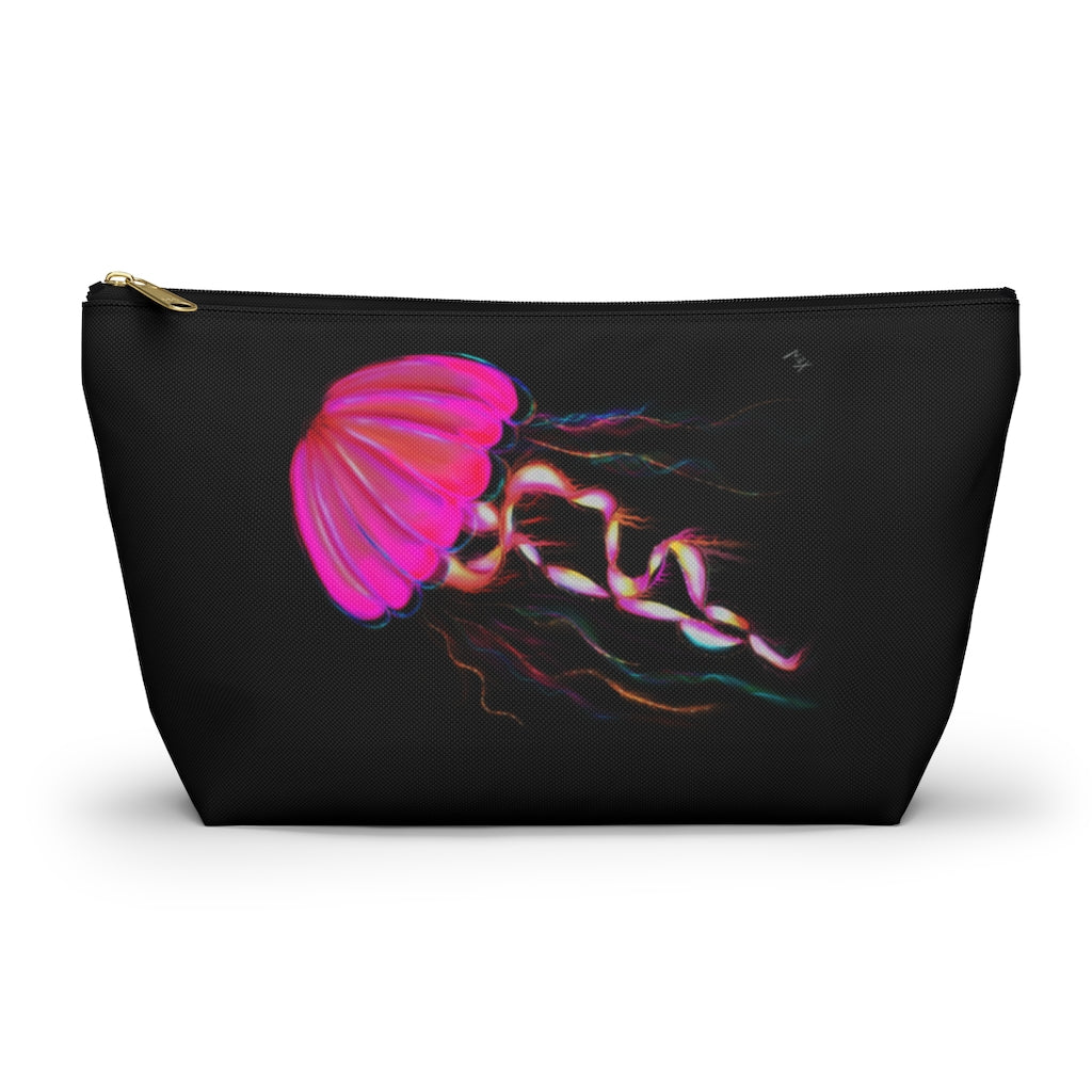 Hot Pink Electric Jellyfish Accessory Pouch w T-bottom