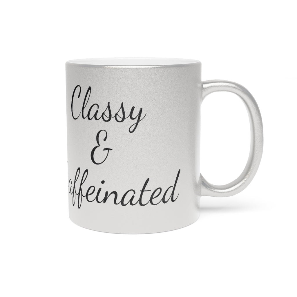 Vintage Style Rose Metallic Mug (Silver) - Classy & Caffeinated