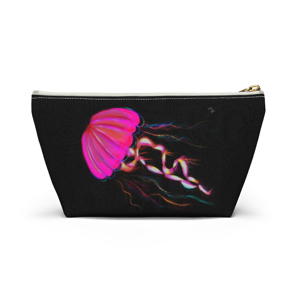 Hot Pink Electric Jellyfish Accessory Pouch w T-bottom