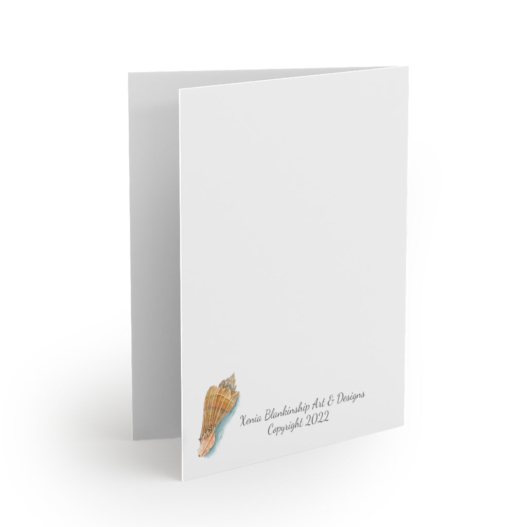 Georgia Beach Knobbed Whelk Seashell Greeting cards (8, 16, and 24 pcs)