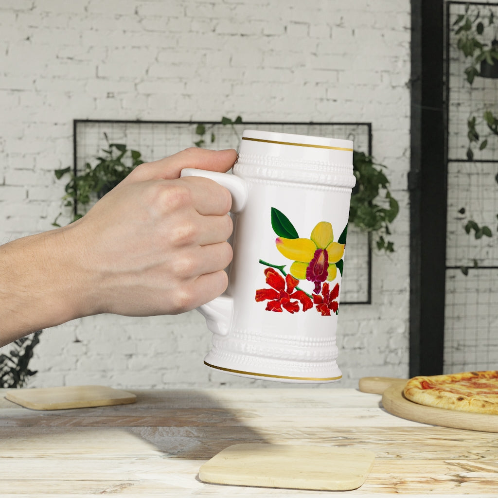 Yellow Orchid Stein Mug